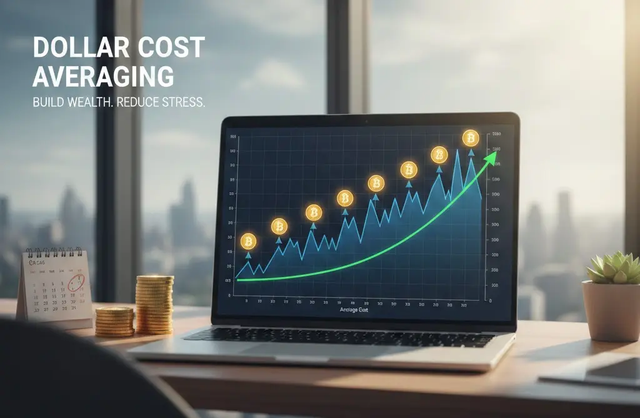 Dollar Cost Averaging grafiek voor crypto vermogensopbouw